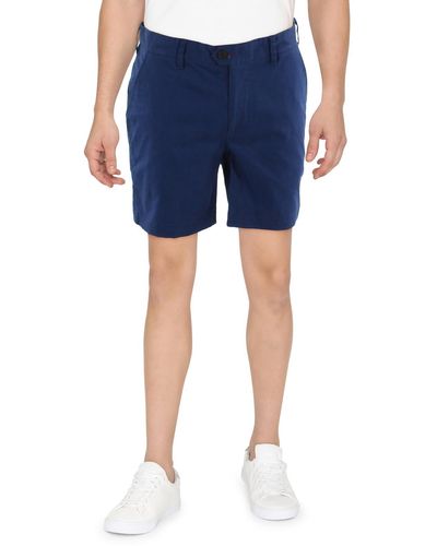 lords of harlech Flat Front Solid Casual Shorts - Blue