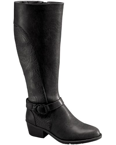 Easy Street Luella Embossed Faux Leather Knee-high Boots - Black