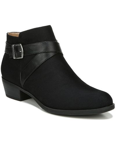 LifeStride Ally Cushioned Footbed Round Toe Ankle Boots - Black