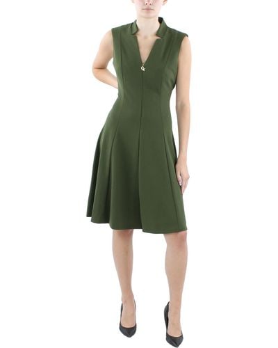 Calvin Klein Embellished Short Fit & Flare Dress - Green
