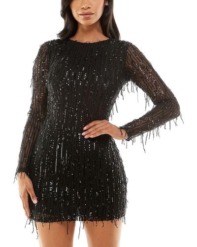 B Darlin Little Dress Sequined Mini Cocktail And Party Dress - Black
