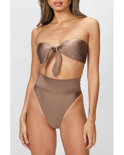 Adriana Degreas Solid High-leg Strapless Bikini Set - Brown