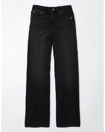 American Eagle Outfitters Ae Strigid Curvy Super High-waisted baggy Straight Jean - Black