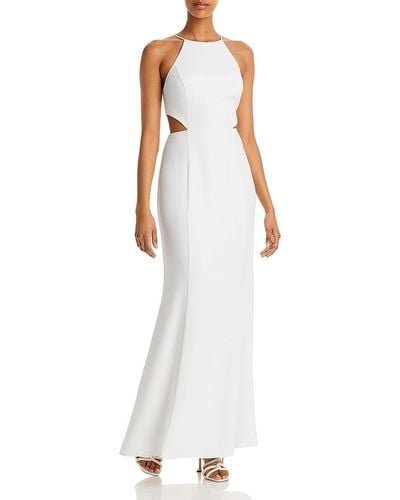 Aqua Halter Cut-out Evening Dress - White