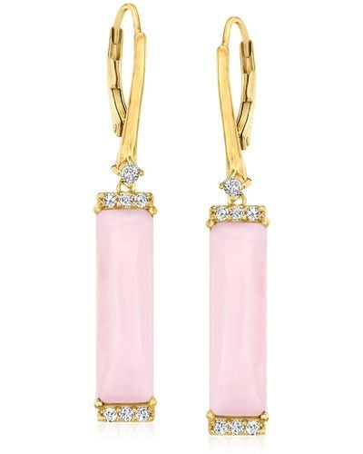 Ross-Simons Opal And . White Topaz Drop Earrings - Pink