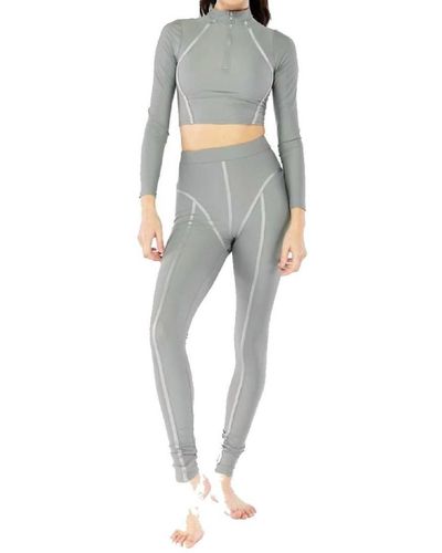 Electric Yoga Active Long Sleeve High Neck Zipper Oprah Crop Top - Gray