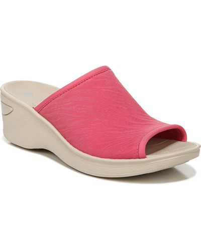 Bzees Deluxe Padded Insole Slip On Wedge Sandals - Pink