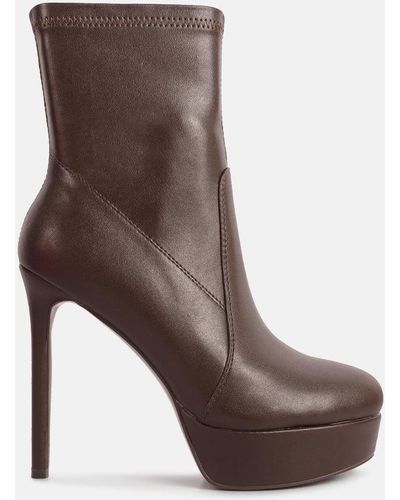 LONDON RAG Rossetti Stretch Pu High Heel Ankle Boots - Brown