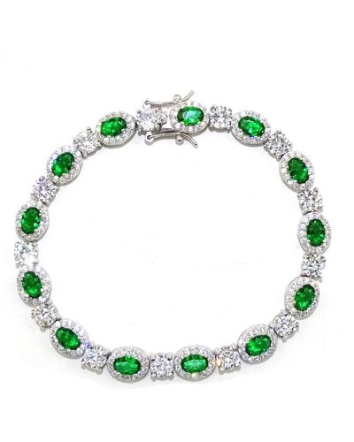 Savvy Cie Jewels Ss White Cz Bracelet - Green