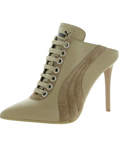 Puma Fenty by Rihanna 13 Yellow Black Leather Womens High Heel Shoes 363038  01