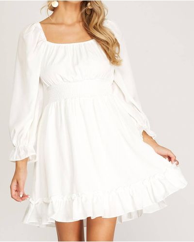 She + Sky Tiered Mini Dress - White