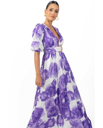 Akalia Verona Maxi Floral Dress Lilac - Purple
