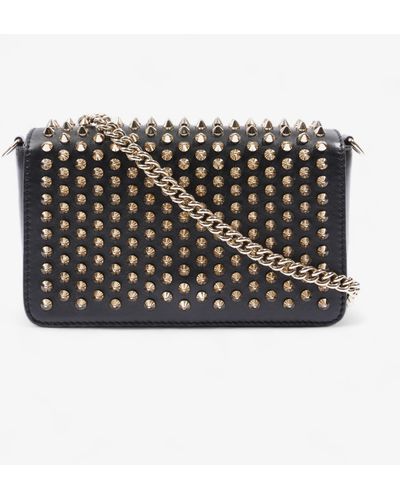 Christian Louboutin Zoom Pouch Spikes Leather Crossbody Bag - Black