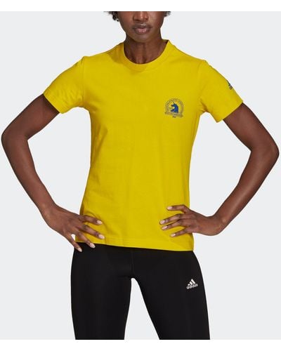 adidas Boston Marathon Logo Tee - Yellow