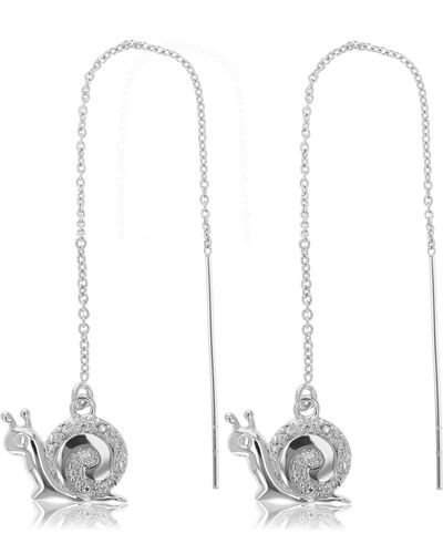 Vir Jewels 0.07 Cttw Diamond Dangle Threader Earrings Brass With Rhodium Plating Snail - Metallic