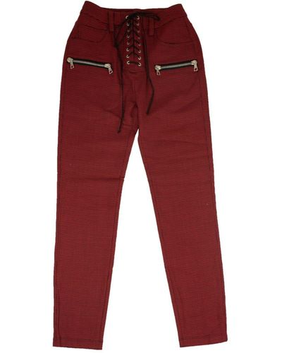 Unravel Project Houndstooth Print Pants - Red