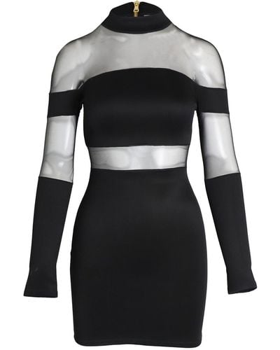 Balmain Bodycon Mini Dress With Sheer Inserts - Black