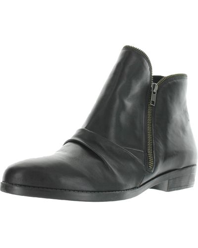 David Tate Ming Leather Double Zipper Ankle Boots - Black