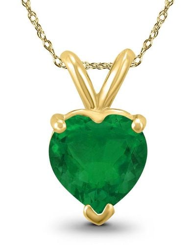 Monary 14k Gold 5mm Heart Emerald Pendant - Green