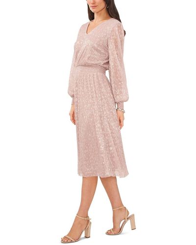 Msk Metallic Midi Cocktail And Party Dress - Pink