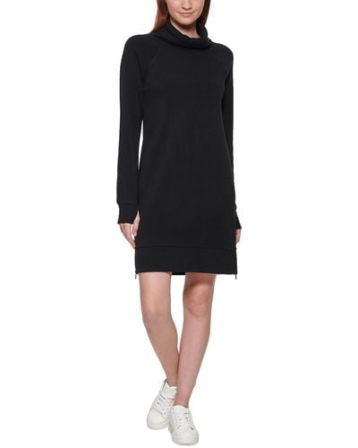Marc New York Knit Funnel Neck Sweatshirt Dress - Black