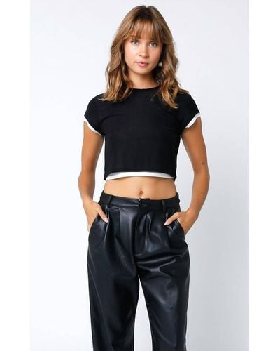 Olivaceous Bristol Layered Cropped Top - Black