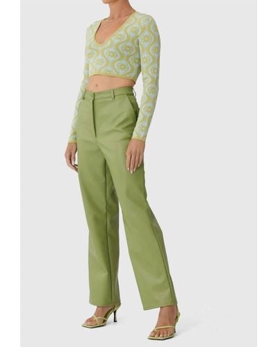 Finders Keepers Mia Vegan Leather Pant - Green