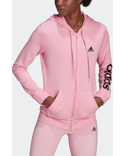 adidas Essentials Logo Full-zip Hoodie - Pink