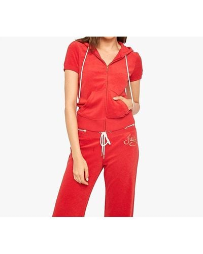 Juicy Couture Rope Microterry Robertson Short Sleeve Jacket - Red