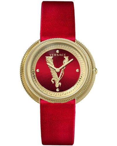 Versace Thea Leather Watch - Red