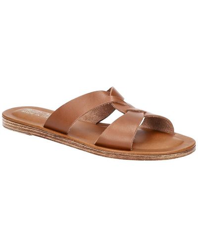 Bella Vita Dov-italy Leather Slip On Slide Sandals - Brown