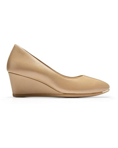 Cole Haan Grand Ambition Leather Slip-on Wedge Heels - Natural