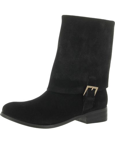 Trotters Limona Suede Round Toe Mid-calf Boots - Black