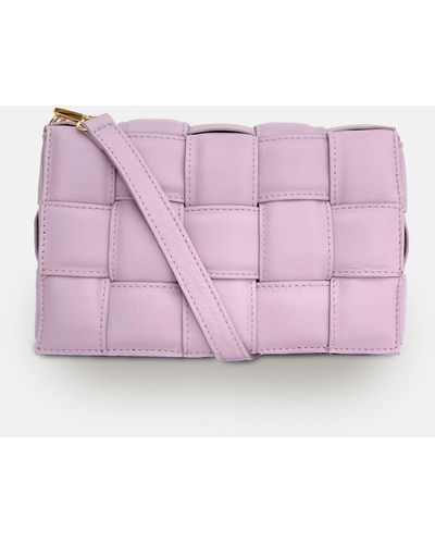 Apatchy London Padded Woven Leather Crossbody Bag - Purple