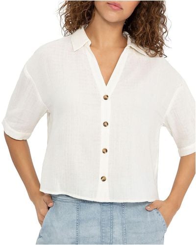 Sanctuary Button Front Collared Blouse - White