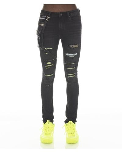Cult Of Individuality Punk Super Skinny In Gradient - Black