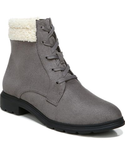 Dr. Scholls Networking Faux Suede Ankle Combat & Lace-up Boots - Gray