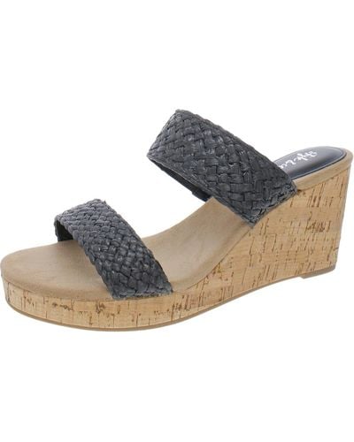 Style & Co. Daliaa Faux Leather Woven Wedge Sandals - Blue