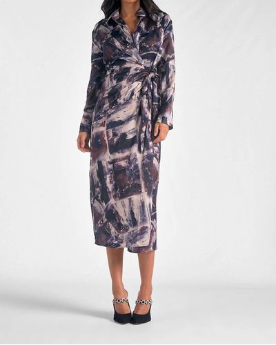 Elan Long Sleeve Midi Wrap Dress - Multicolor