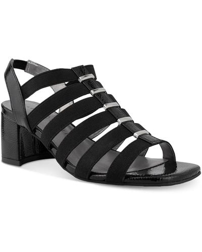 Karen Scott Yahnnie Open Toe Ankle Block Heel - Black