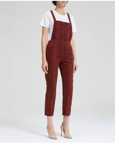 AG Jeans Pleated Isabelle Overall In Rich Crimson - Red
