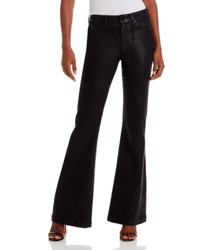 PAIGE Genevieve Mid-rise Coated Flare Jeans - Black