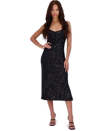 BB Dakota Sequined Double Slit Slip Dress - Black