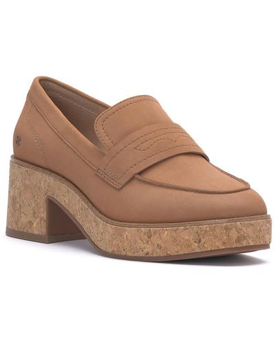 Lucky Brand Palti Leather Slip On Loafer Heels - Brown
