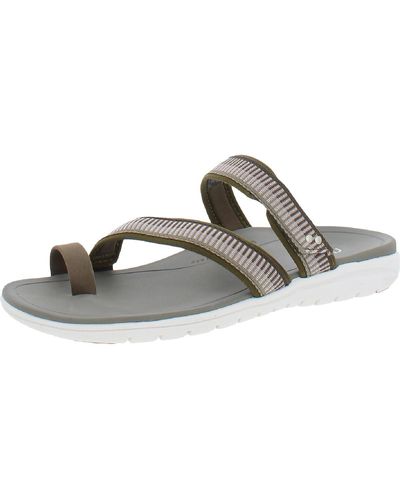 Ryka Stella Toe Loop Strappy Slide Sandals - Green