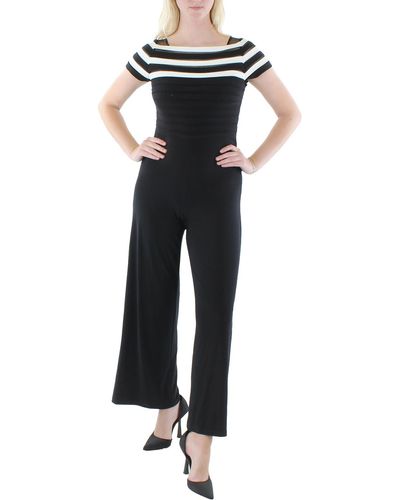 Adrianna Papell Shutter Pleat Short Sleeve Jumpsuit - Black