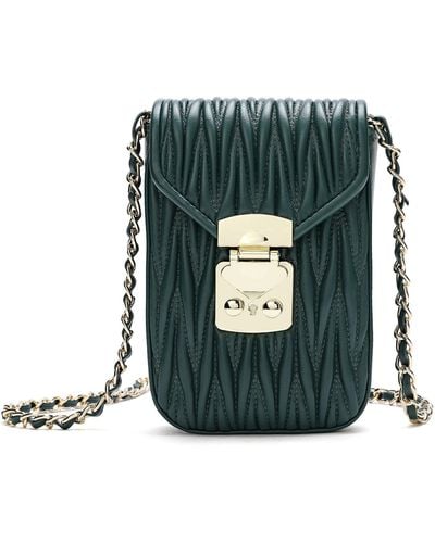 Tiffany & Fred Sheepskin Leather Phone Bag - Green