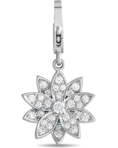 Van Cleef & Arpels Lotus 18k Gold 0.46ct Diamond Flower Charm Vc05-012324 - White