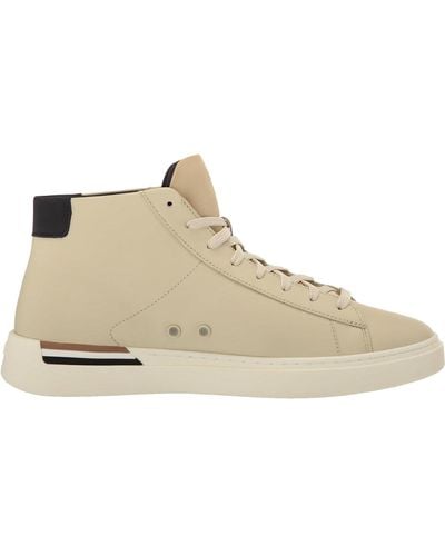 BOSS Clint High Top Leather Sneaker Rubber Shoes Cream - Black