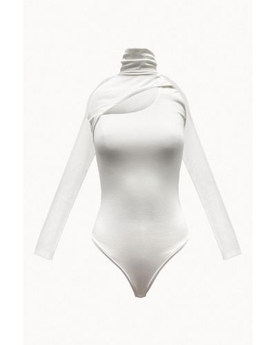 geel Juanes Stretch-modal Jersey Cutout Bodysuit - White
